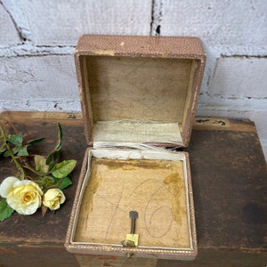 Antique Jewelry Box from France  Hinged with Clasp- Worn Patina- Vintage Jeweler Presentation Box- Jewelry Display