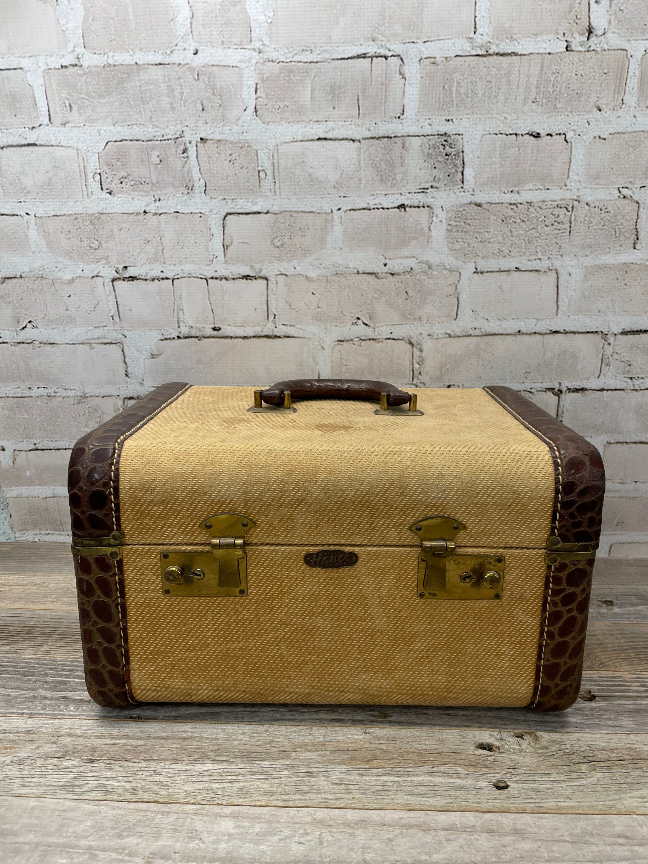 Vintage Train Case Hard Shell Luggage Hanco Cosmetic Case Etsy
