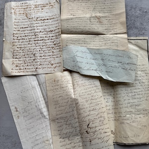 Antiche carte manoscritte, calligrafia del 1800, sigilli, effimeri per artigianato, scrapbooking