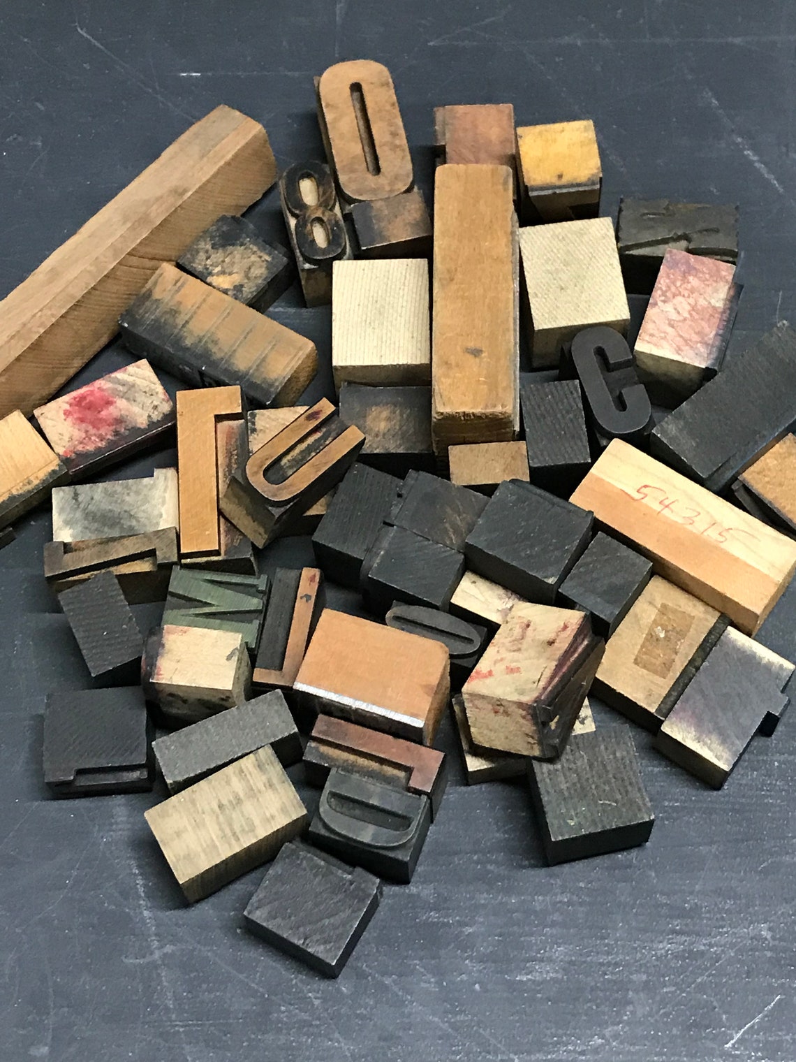 Vintage Printer Blocks 50 Wooden Number Block Metal Company Etsy