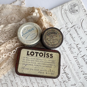 Latas francesas antigas, conjunto de 3 itens colecionáveis de boticário