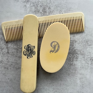 Vintage Brushes and Comb- Celluloid- Utility Clothing Brush Natural Bristles