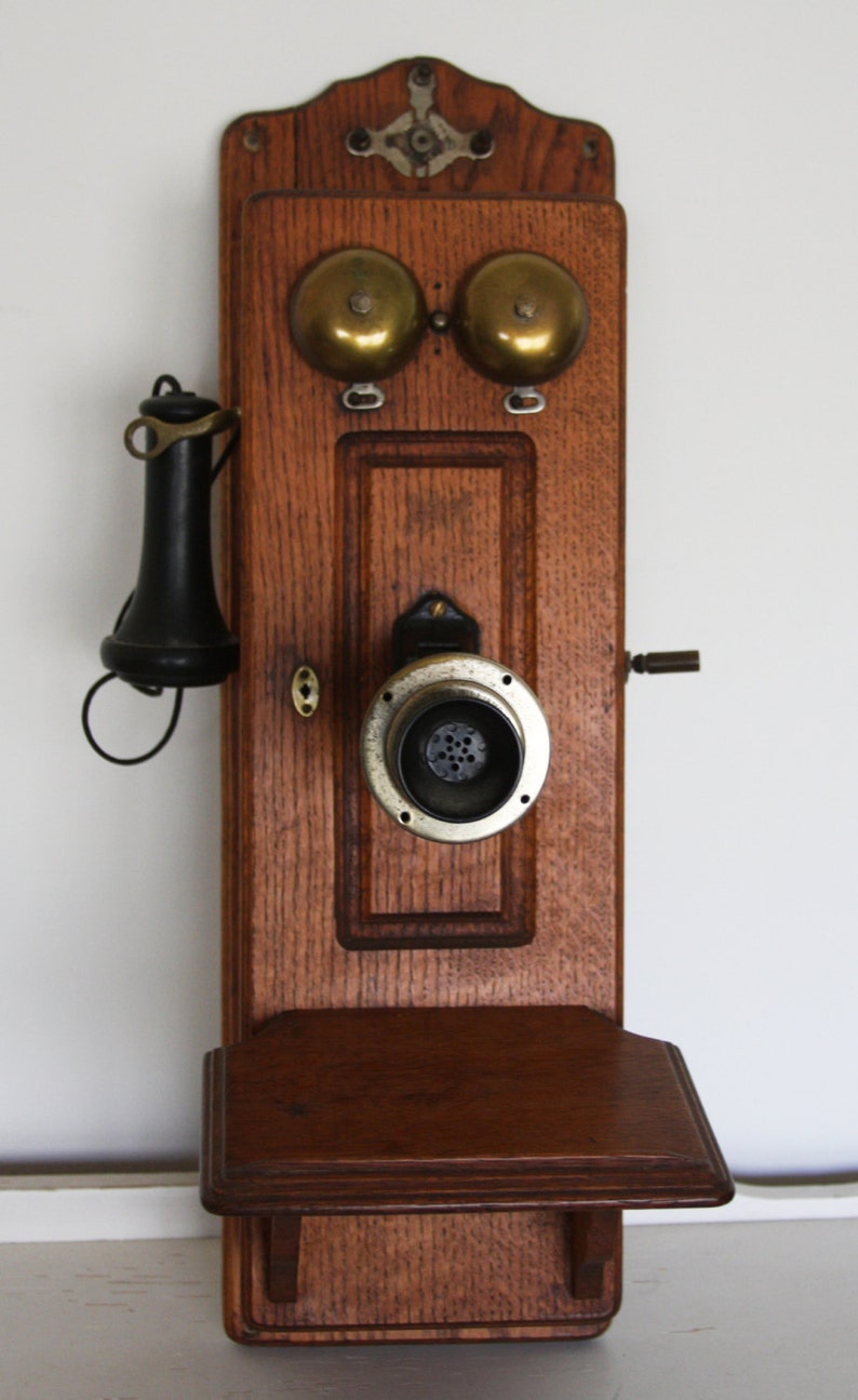Antique TELEPHONE Oak Crank Wall Phone The StrombergCarlson Etsy