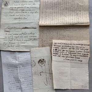 Antiche carte manoscritte, calligrafia del 1800, sigilli, effimeri per artigianato, scrapbooking
