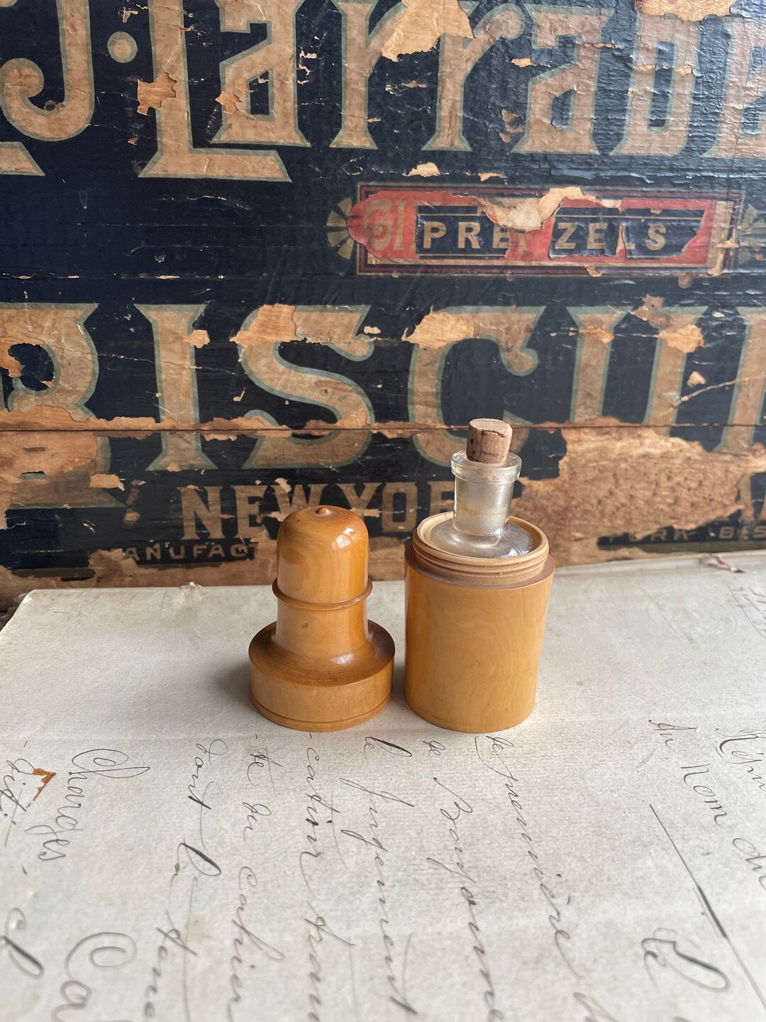 Victorian Treen Perfume Bottle Holder French Antique Boxwood Etsy