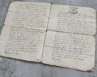 1800年代のフランスの手書きの手紙、アンティークの法的および個人的な