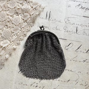 Antike Silber Chainmail Mesh Geldbörse, Miniatur Metall Geldbörse, Geldbörse, Chatelaine