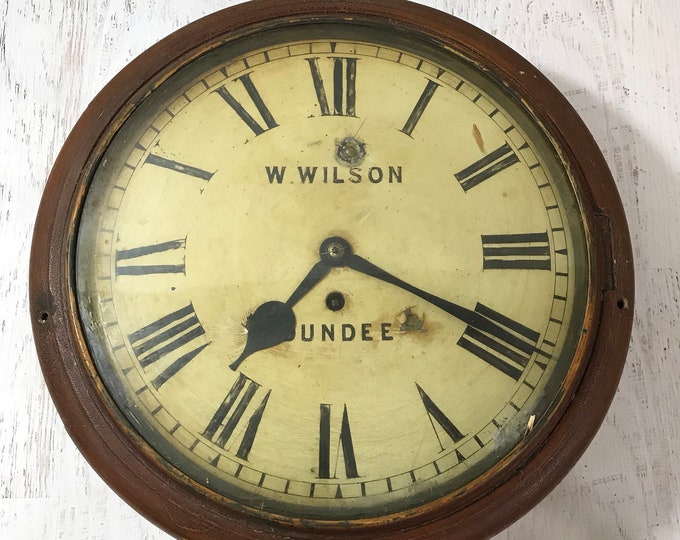 Antique Wood Wall CLOCK With Glass Front Roman Numerals W Etsy