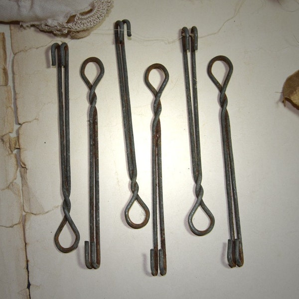 Salvaged Metal Spring HOOKS (6)