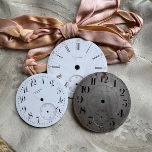 Vintage Porcelain Pocket Watch Faces, Steampunk and Altered Art, Numbers Watch Dials
