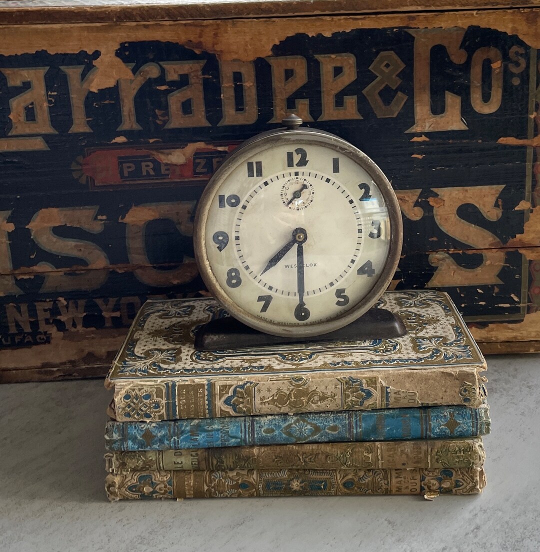 Vintage Clock Westclox Winding Alarm Clock Industrial Decor Number