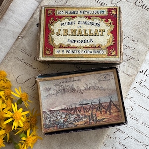 Boxes of Vintage French Dip Pen Nibs, Illustrated, Bright Colors, Collectible