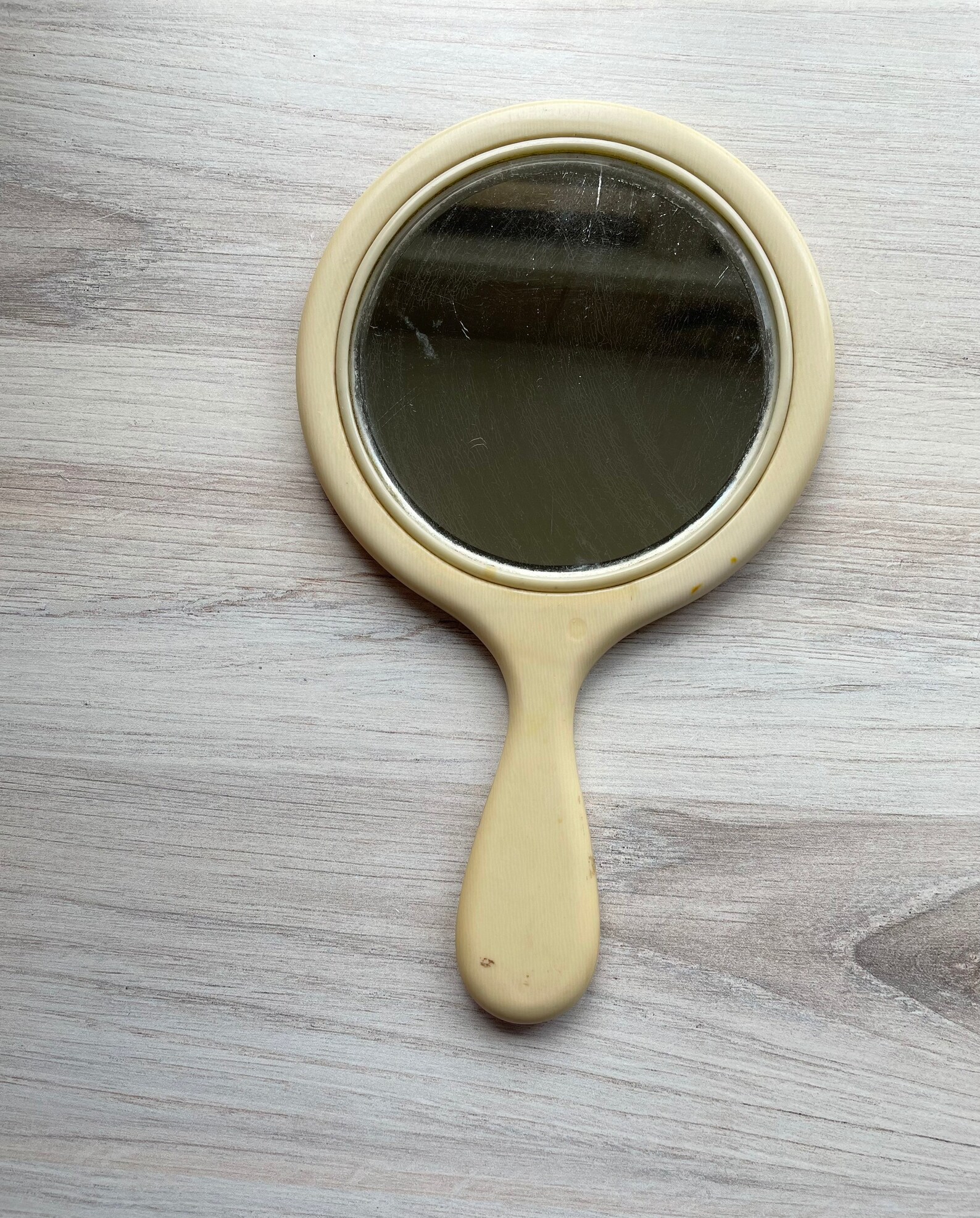 Vintage Hand Mirrors Celluloid Ivory Color and Wood Grain Etsy