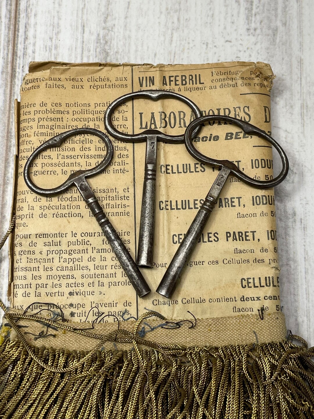 Antique Clock Key 3 Barrel Keys From France Old Winding Key Steampunk