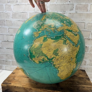 Vintage 16” Cram&#39;s Globe- Terrestrial- Mid Century Political World Map, No Base
