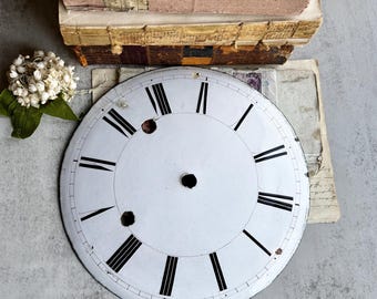 Antique French Enamel Clock Face: 1800's Roman Numerals, Horologist Part