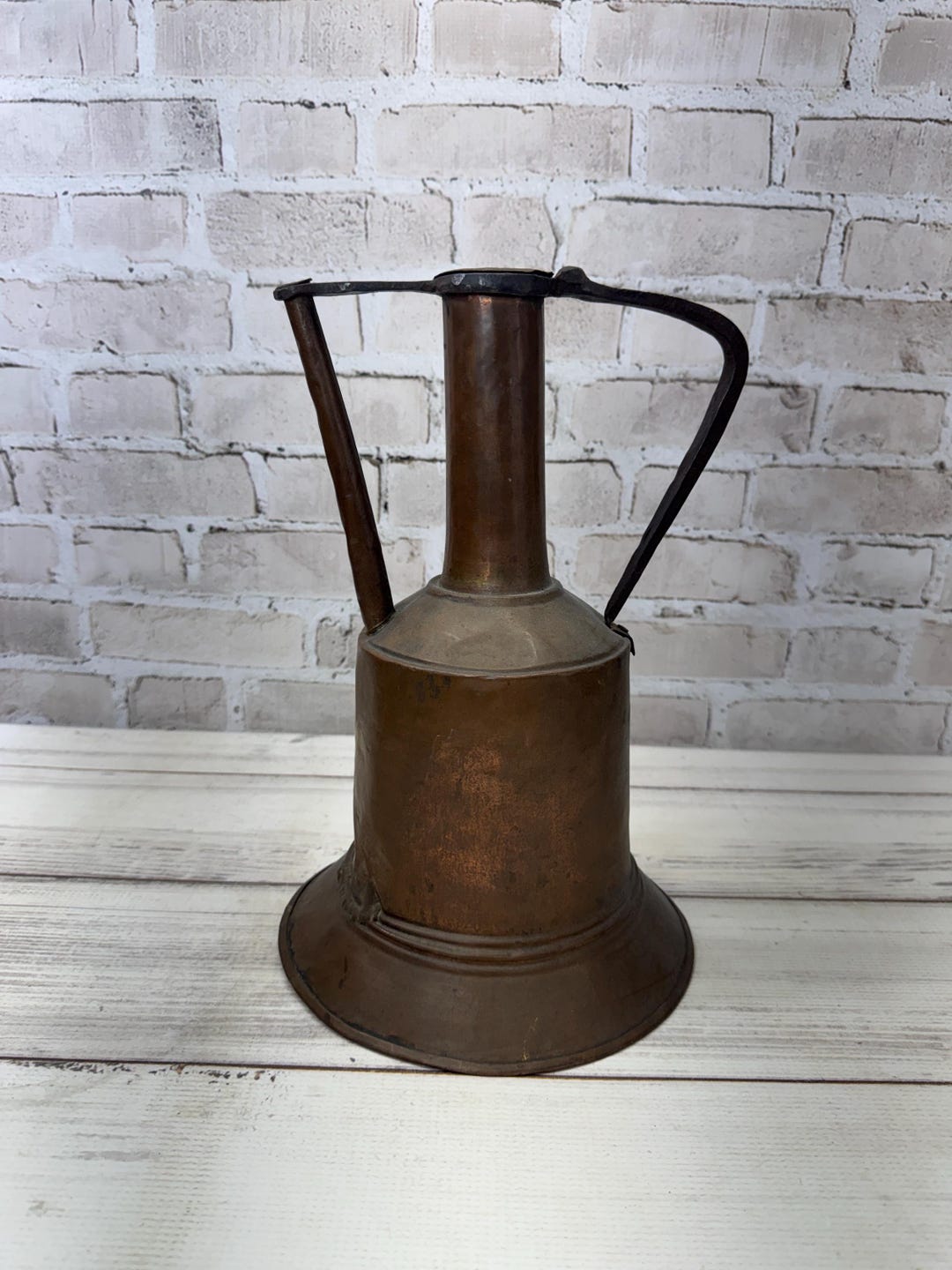 Antique Copper Jug With Handle- Industrial Copper Pitcher- Rustic Decor ...