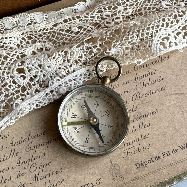 Vintage Compass- Navigational Tool- Hiking East West North South- Altered Necklace Supply- Trinket