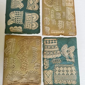 Antique French Lace Sample Pages – Set of 4 Textile Reference Sheets