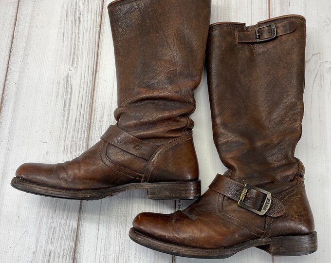 Frye Boots Brown Leather Veronica Boots Ladies Size 7.5 Free Shipping