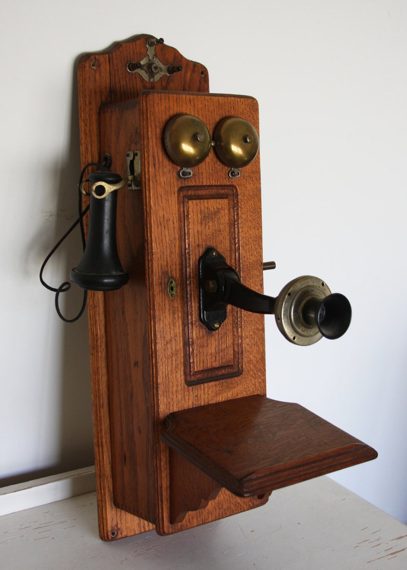 Antique TELEPHONE Oak Crank Wall Phone The StrombergCarlson Etsy