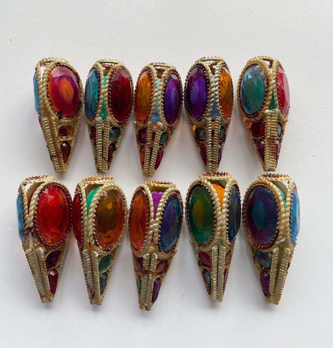 Vintage Christmas Light Covers Gems Gold With Jewel Colors Etsy