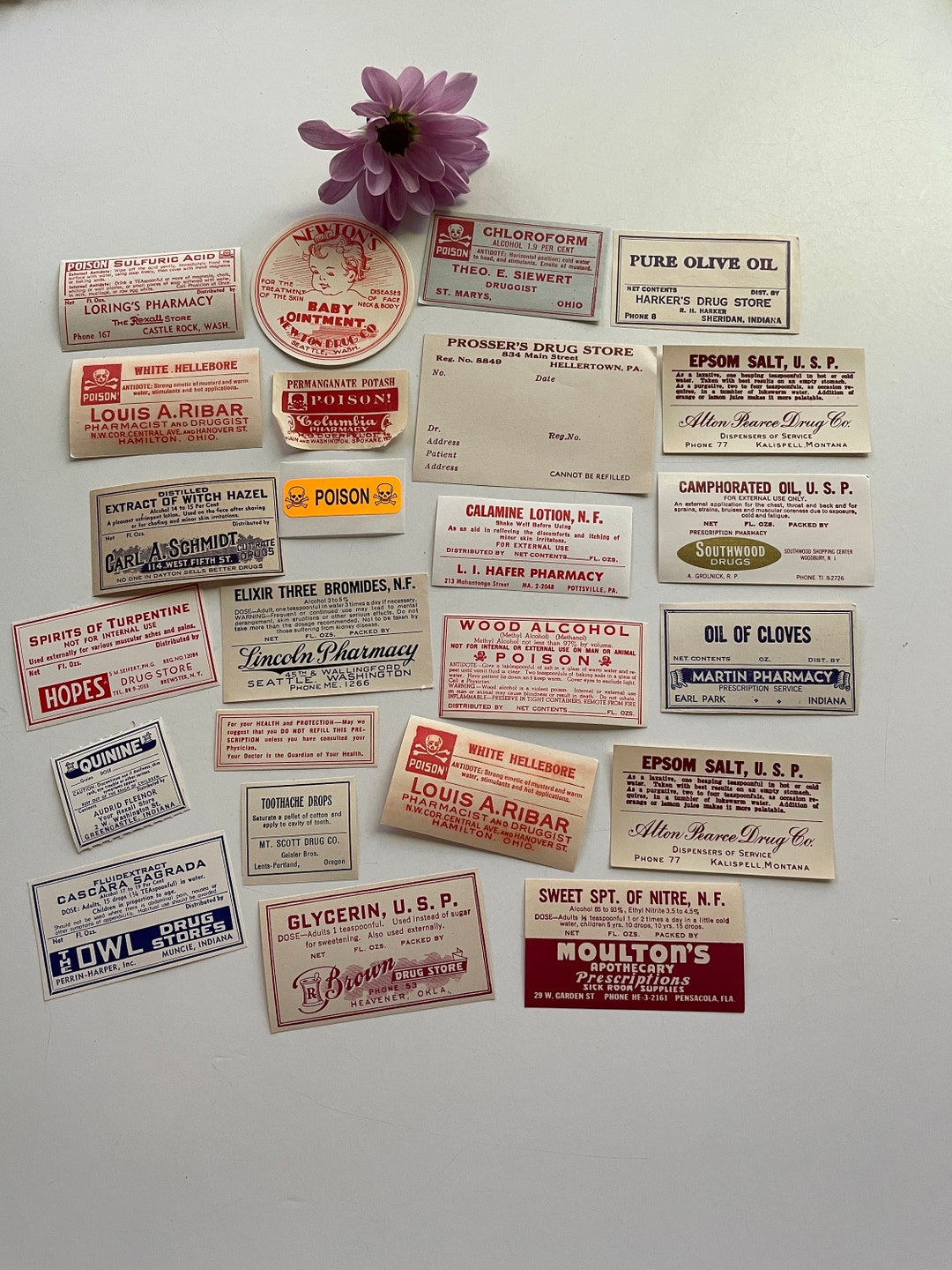 Vintage Pharmacy Labels 24 Rx Labels Drugstore Bottle - Etsy