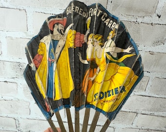 Antiker französischer Fächer: Bière du Fort Carré, 1920er Jahre Bar Dekor