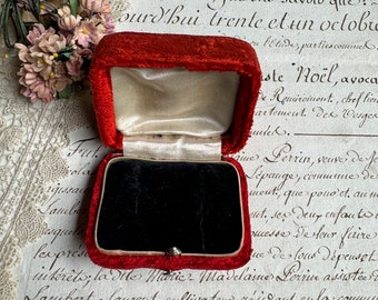 Boîte à bijoux ancienne - Présentoir à bijoux en velours rouge - Boucles d'oreilles ou boutons de manchette