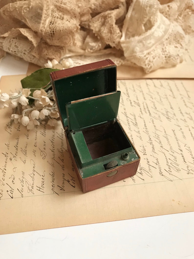 Travel Inkwell Calligraphy Collectible French Portable Travel Ink Well Antique Inkwell In Leather Box