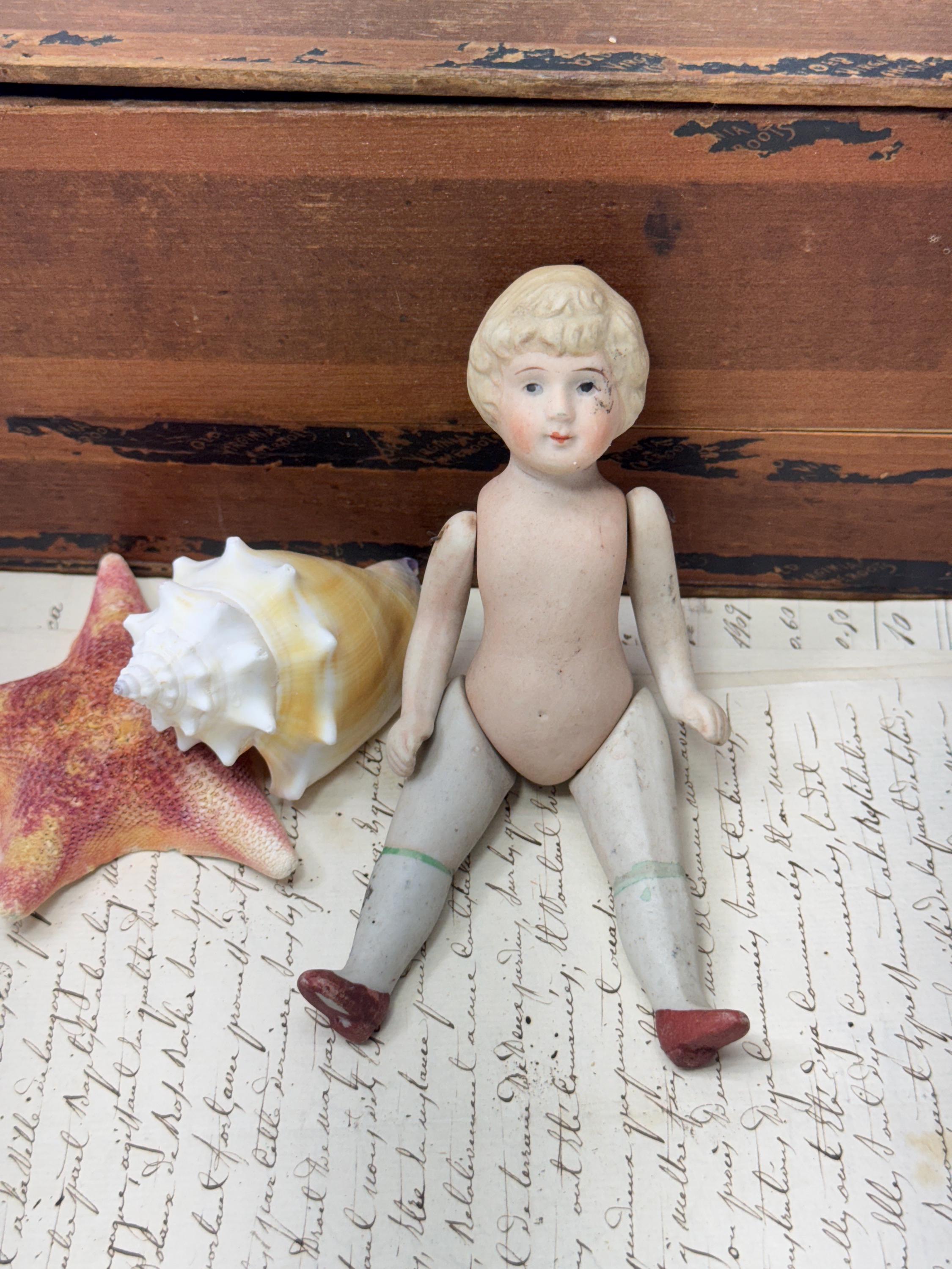 Antique Nippon Bisque Doll With Jointed Arms & Legs Early 1900's