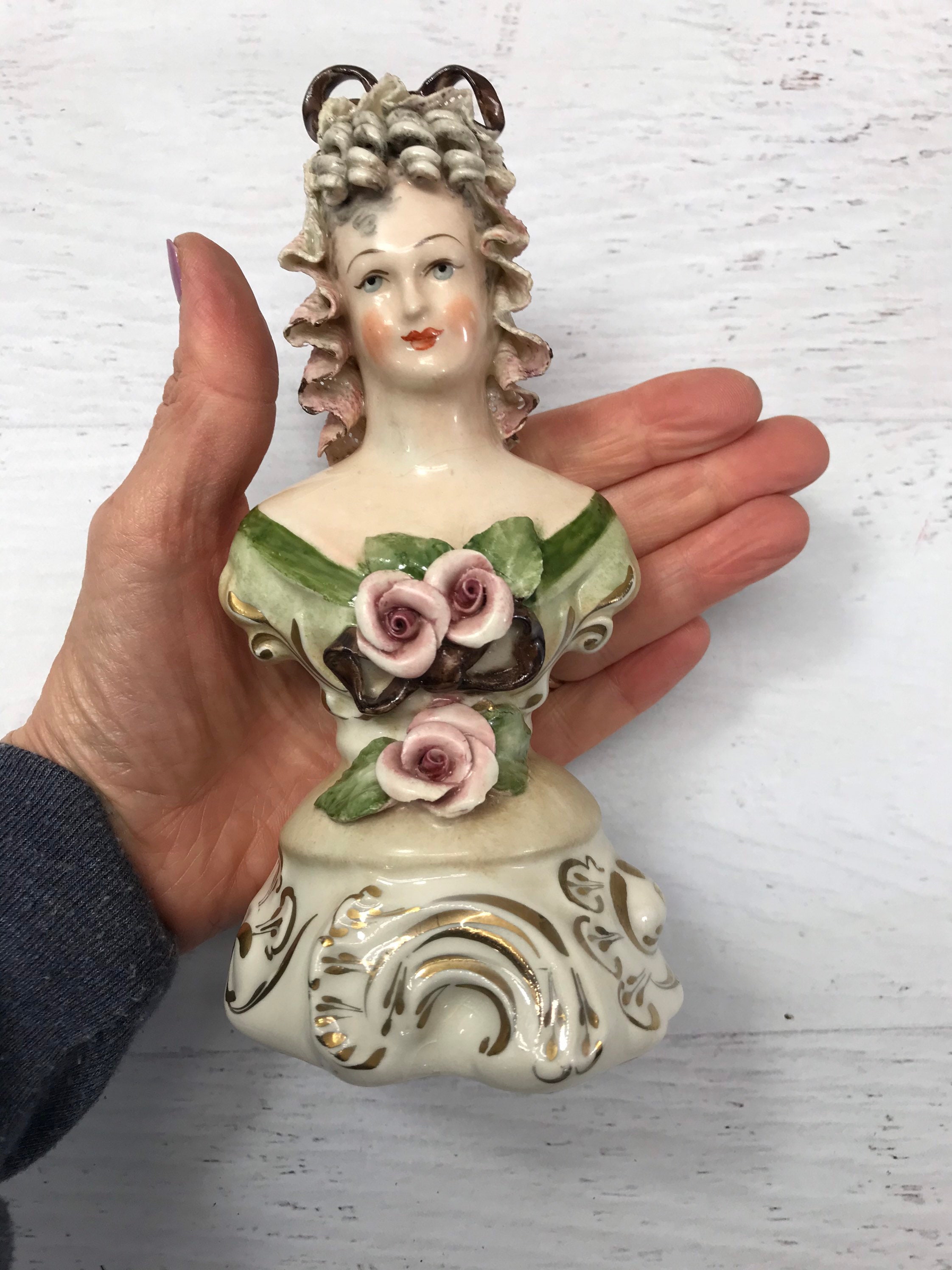 Vintage Cordey Porcelain Figurine Statue Bust on Pedestal Etsy