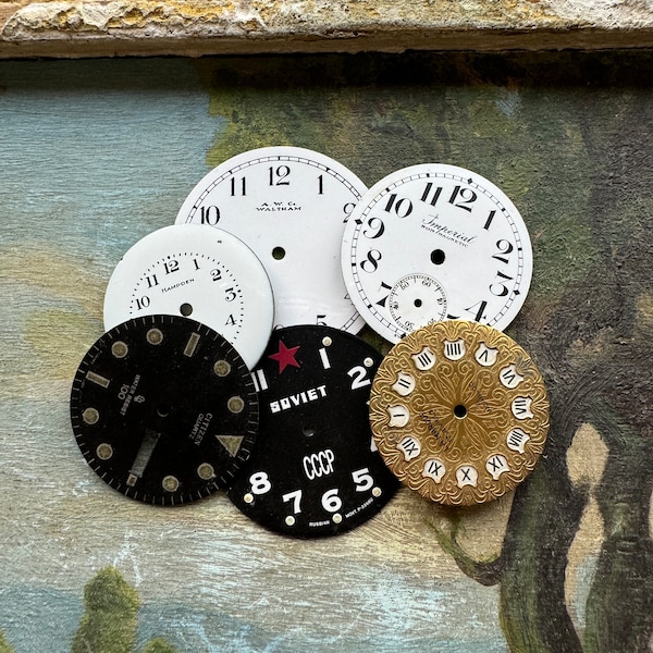 Vintage Watch Faces- Porcelain and Metal- Steampunk and Altered Art- Numbers Watch Dials