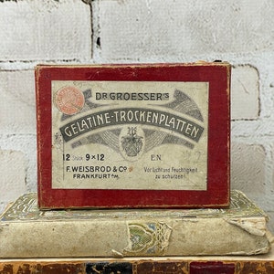 Caja antigua - Placas fotográficas - Contenedor de cartón con hermosos gráficos - Estilo Art Nouveau - Accesorio para fotos digitales