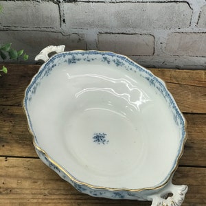 Vintage Furnivals Ltd. Walden Tureen England Blue and White Porcelain with Gold Rim Covered Serving Dish image 4