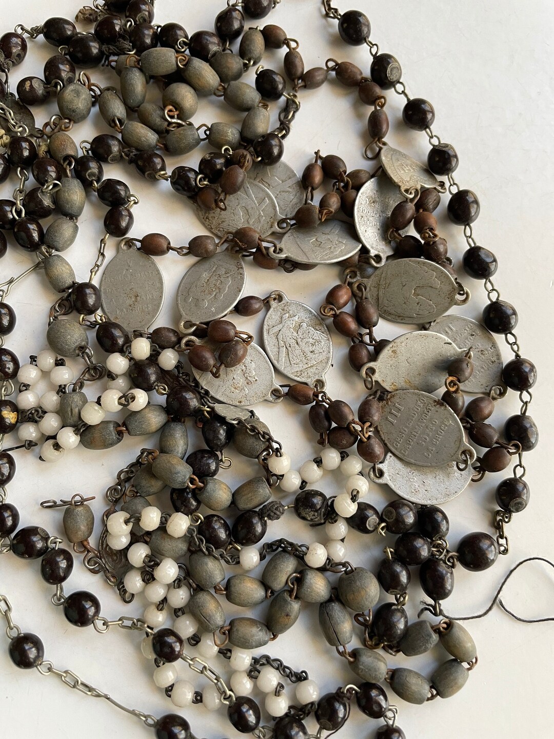 Vintage Rosary Religious Medals Italy Repurpose Parts Etsy