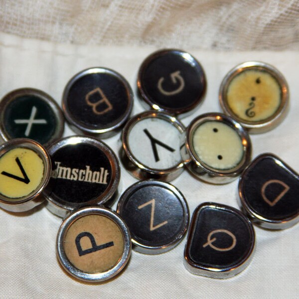 Salvaged Typewriter Keys for Jewelry Making Assemblage or Steampunk Design