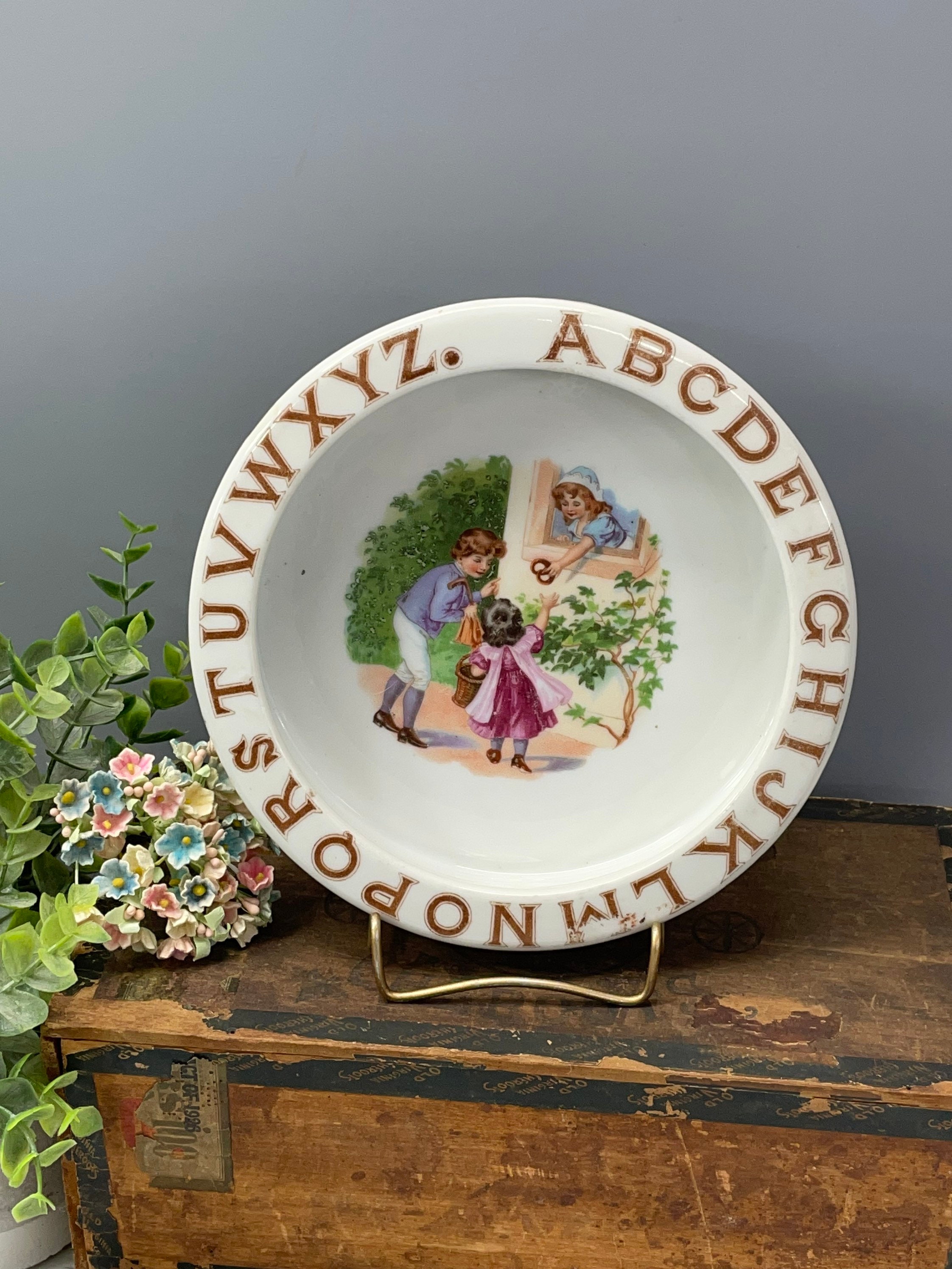 Vintage Alphabet Bowl Children's Dish With Abc's Rim Etsy UK