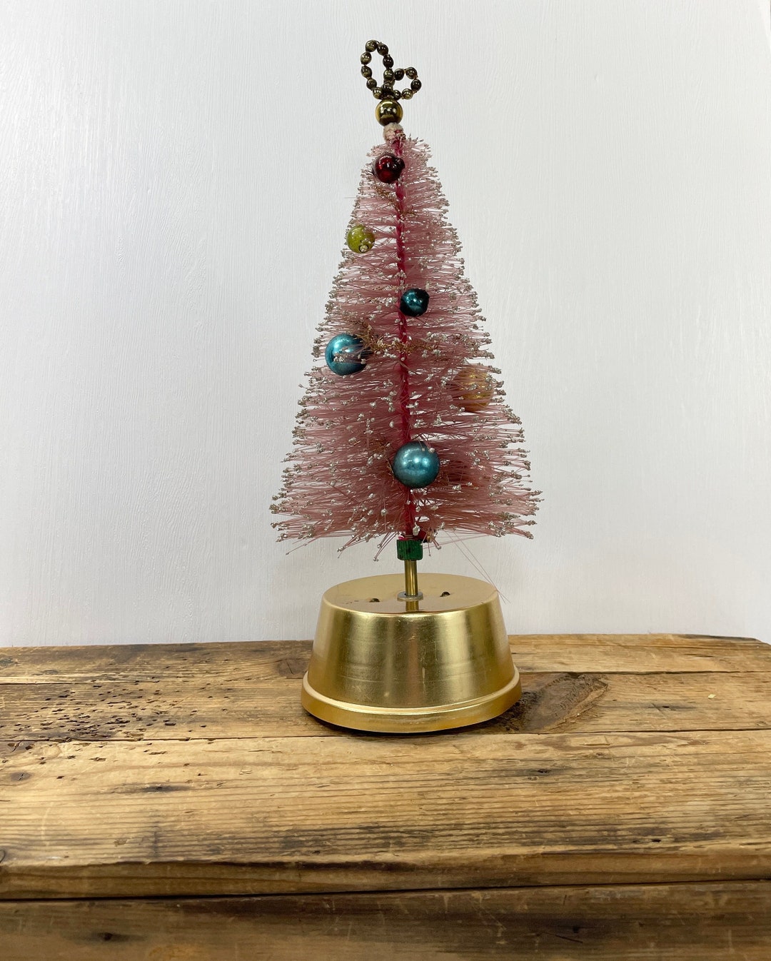 Vintage Pink Bottle Brush Tree Made in Japan Glass Mercury Etsy