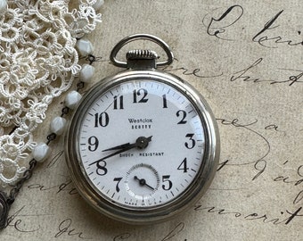 Westclox Pocket Watch- Scotty- Steampunk- Clock Watch Parts- Restoration- Non Working