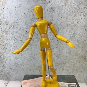 Vintage Wood Articulated Art Model Poseable 13" Human Figure- Posing Jointed Mannequin- Art Supply
