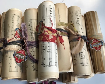 Vintage Sheet Music- Black and White Hymnal Music- Musical- Roll Bundle Old Music- Paper Ephemera- Altered Art Collage or Mixed Media