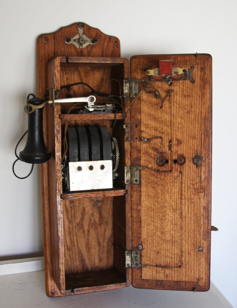 Antique TELEPHONE Oak Crank Wall Phone The StrombergCarlson Etsy