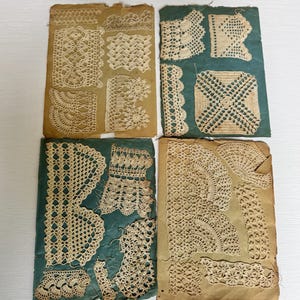 Antique French Lace Sample Pages – Set of 4 Textile Reference Sheets