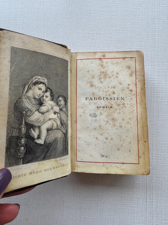 Antique 1877 French Catholic Prayer Book, Paroissien Romain