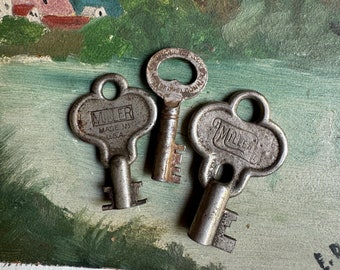 Vintage Keys- Steampunk Found Object Art Metal Barrel Key Rustic Primitive Keys