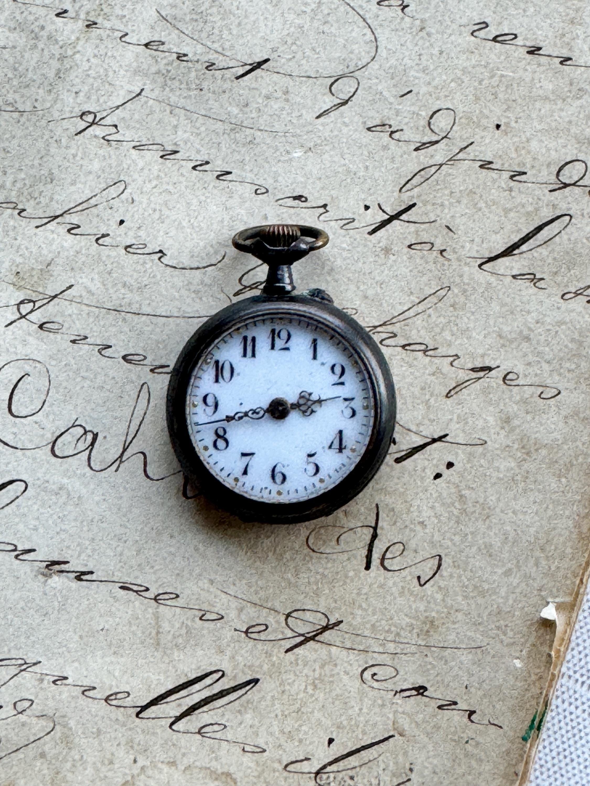 Tiny Antique French Pocket Watch – Enamel Dial (non-working 