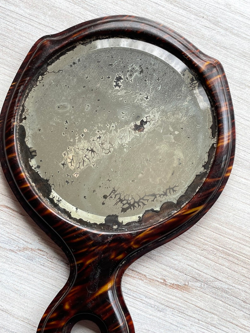 Vintage Hand Mirrors Celluloid Ivory Color and Wood Grain Etsy