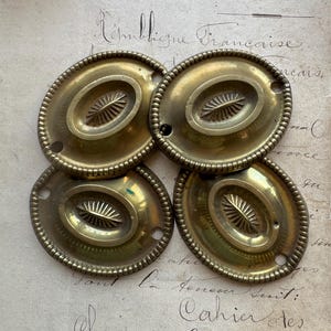 Vintage Brass Drawer Pulls- Set of 4- Oval Shaped Hardware