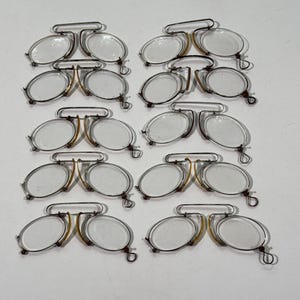 10 Antique Pince-Nez Eyeglasses- Wire Frame Spectacles with Glass Lenses- Early 1900&#39;s Optical Collectibles- Repurpose Assemblage Artist Lot